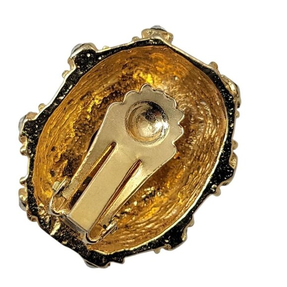 Lapis Inspired Sodalite & Crystal Clip-On Earrings Entrunscun Inspired Vintage - Picture 14 of 15